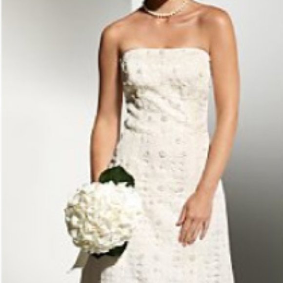 NWT-00-Ann Taylor Floral Embroidered Silk Bridal Gown - Picture 1 of 6